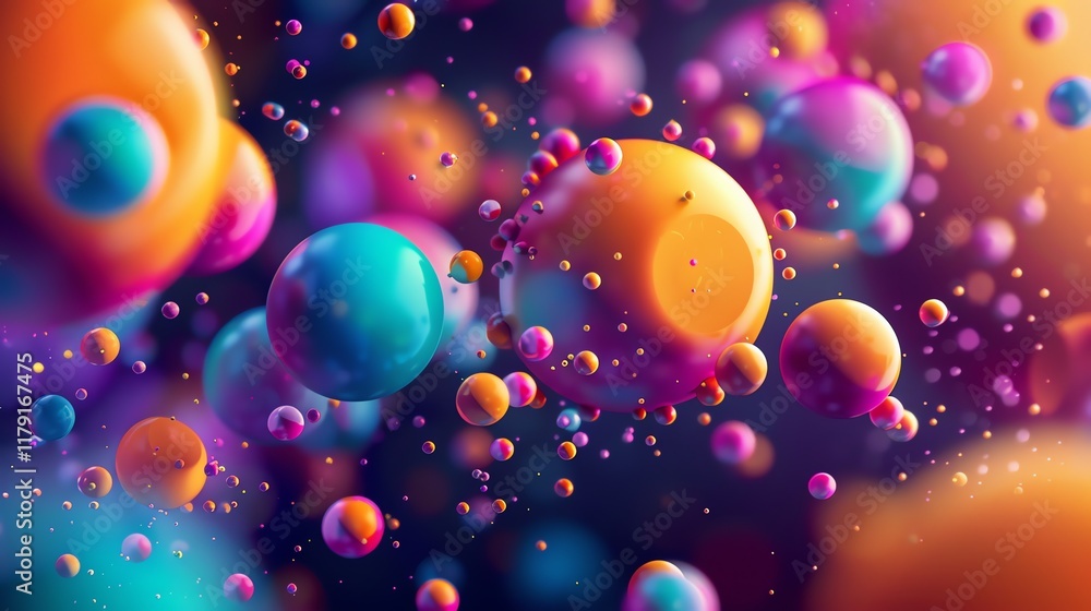 Poster abstract background with colorful spheres.