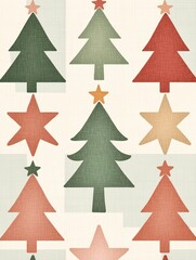 Obraz premium Nordic Pastel Patchwork: Soft Neutral Xmas Design