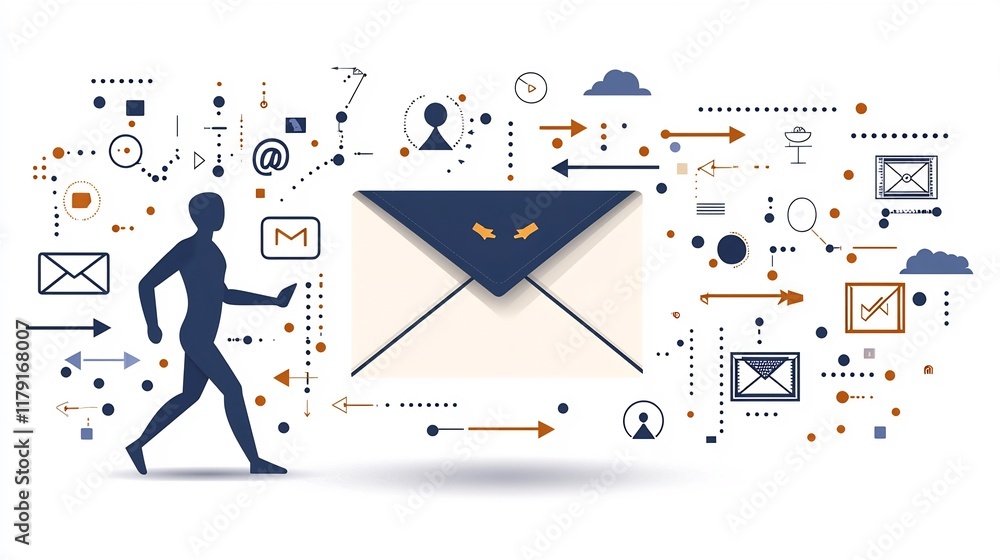 Poster symbolic representation of global social networking with a dynamic human figure silhouette airmail e