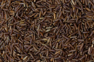 Background of red rice in close-up