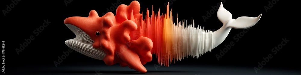 Poster vibrant 3d spectrogram visualizing the frequency spectrum and energy of a natural sound such as bird