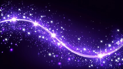 Purple Sparkles Trail Across Dark Background