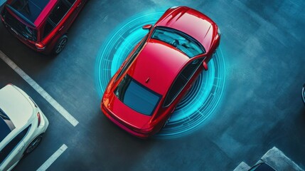 Fototapeta premium Advanced Technology Car Features with Smart Parking Assistance