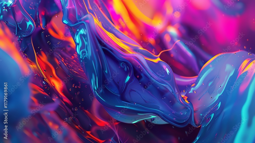 Poster abstract colorful background with glossy spheres and swirls.