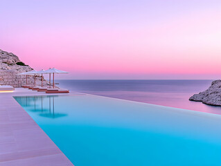 Obraz premium Sunset Infinity Pool Illustration