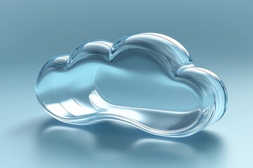 Glass cloud shape on blue background.