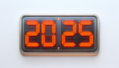 Close-Up of a Retro Flip Clock Displaying the Year 2025 in Vintage Style