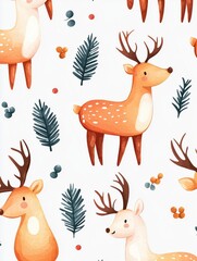 Fototapeta premium Nordic Christmas Patchwork: Elegant Winter Motifs in Muted Tones