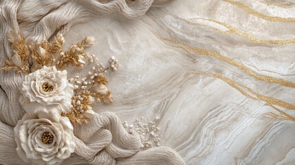 A luxurious 3D wallpaper with marble and gold accents, creating an elegant look on a neutral light background