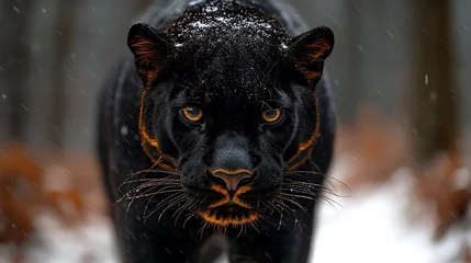 Fototapeten Panther Black panther animal in fire scene high resolution hd picture  © SUVO