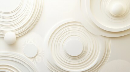 Obraz premium A minimalist 3D art mural featuring abstract circular designs in soft gradients, on a clean light-toned background