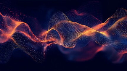 Abstract data waves in vibrant colors, dynamic motion on dark background