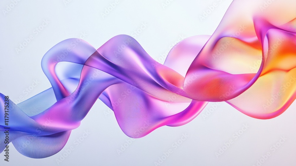 Poster a minimalist 3d wallpaper with abstract flowing ribbons in subtle gradients, creating depth on a sle
