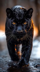 Black panther in fire fierce wildlife predator high resolution hd picture