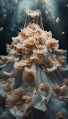 Fototapeta premium Worms-eye view of a stunning nature-inspired gown