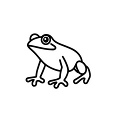 Frog icon, stylized animal illustration, playful design, black outline style, minimalistic graphic