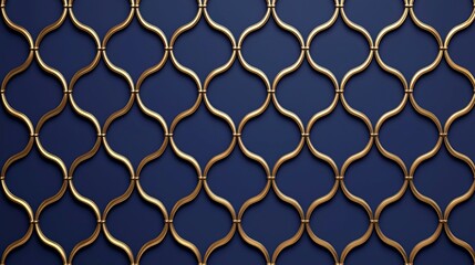 Naklejka premium Elegant gold lattice pattern on navy blue background.