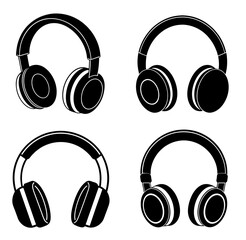 Bluetooth headphones silhouette vector illustration