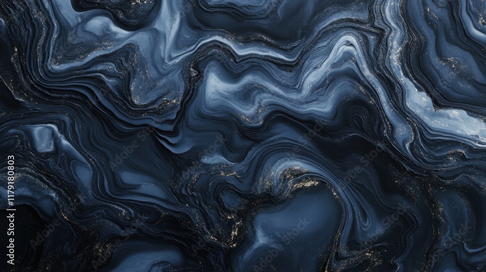 Poster abstract dark blue marble texture with flowing patterns and swirls