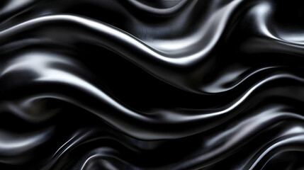 Obraz premium Abstract Black and Silver Metallic Wavy Background with Elegant and Luxurious Texture Seamlessly