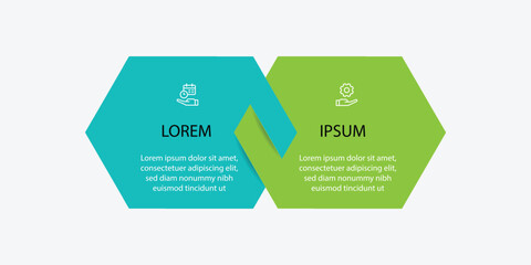 Vector banner infographic template with 2 step process suitable for business information and web presentation 