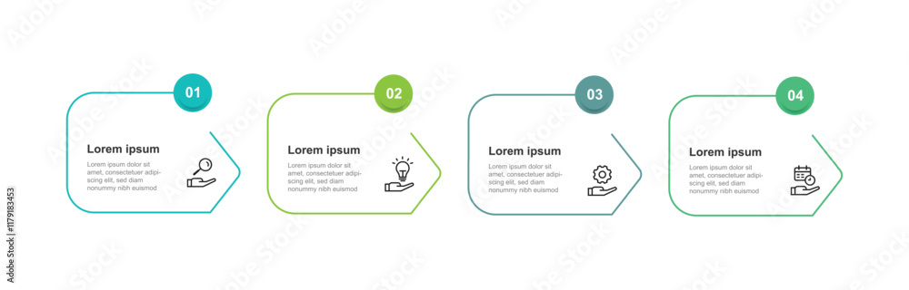 Aufkleber 4 step process infographic template vector with icons suitable for business information and web presentation 