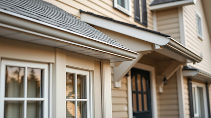 Fototapeta premium Residential Exterior with New Gutters and Windows