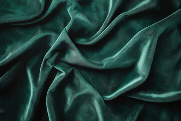 Fototapeta premium Luxurious emerald green velvet fabric with soft folds symbolizing elegance, luxury, and sophistication