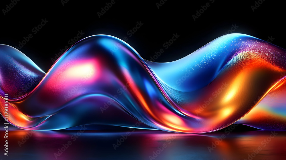 Poster abstract 3d colorful wave background with neon lights and smooth texture