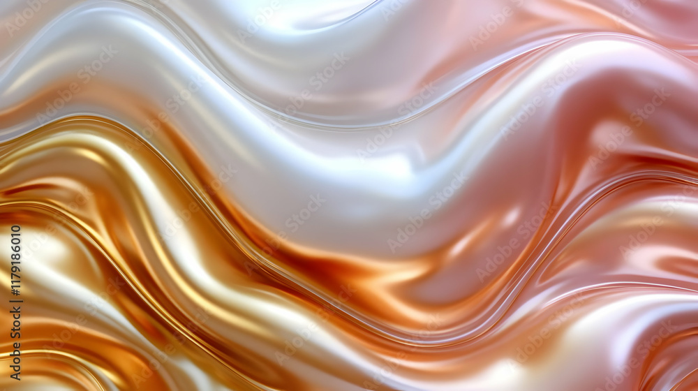 Poster abstract flowing golden and white wavy texture background design with smooth lines