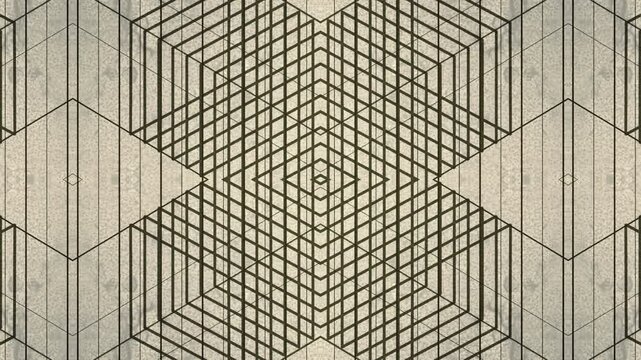 Dynamic seamless loop animation of a symmetrical pattern of rectangles folding into abstract structures. Light gray background accentuates the isometric composition. 3d rendering 4K