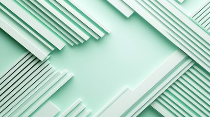 Abstract Green Geometric Shapes Intersect Creating Modern Design