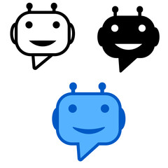 AI bot vector icon. Chat Bot icon. Virtual smart assistant Bot sign design. Robot head with speech bubble in circle. 