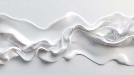 Fototapeta premium Abstract White Liquid Flowing Dynamically: 3D Render of Elegant, Smooth, Creamy Waves