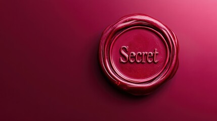 Elegant wax seal with the word "Secret", vibrant red tones, isolated with soft gradient background, realistic and highly detailed rendering, classic art style.