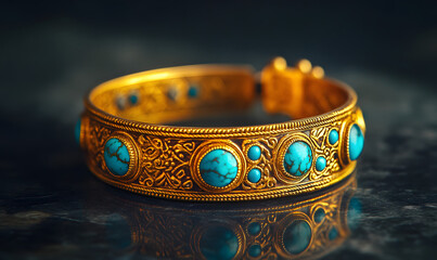 Rose gold bangle with engraved patterns