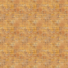 Obraz premium Seamless textured background of weathered orange stone bricks.