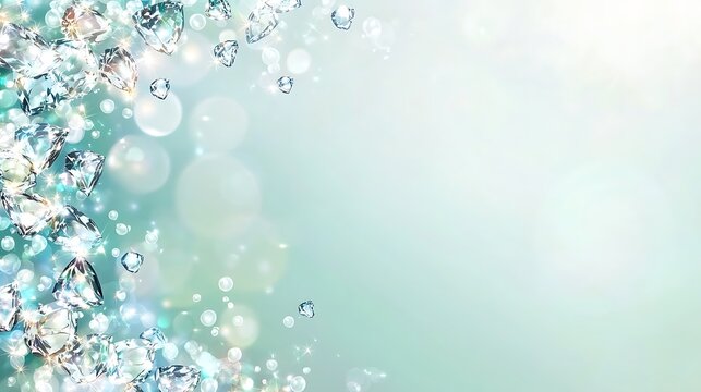 Sparkling Diamonds Scattered on a Light Green Background