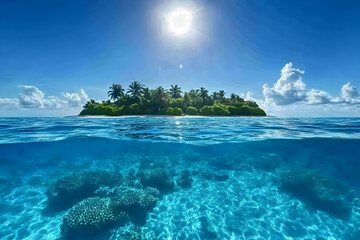 Fototapeta premium Tropical Island Paradise: Underwater Scene