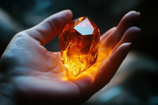 close-up of a hand holding a rare gemstone, vibrant and textured details, bright natural lighting, authentic and elegant atmosphere