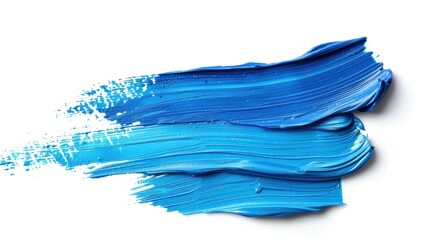 Abstract Blue Paint Strokes on White Background