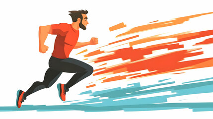 Man Runs Quickly with Motion Blur, Representing Speed and Fitness Illustration