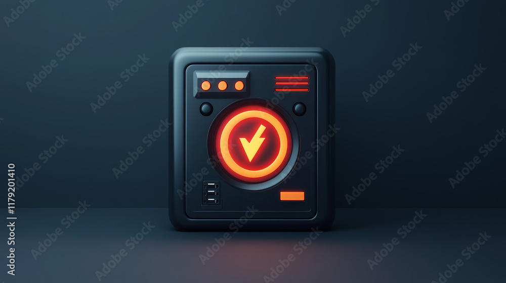Poster computer power supply software thin line color icon. digital technology software product develop, co