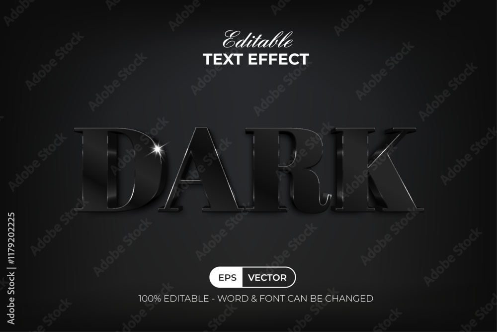 Aufkleber black text effect 3d modern style. editable text effect.