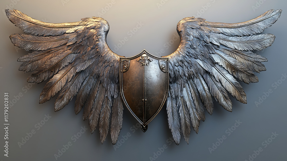 Poster heraldic wings with shields for design isolated on white. jpeg version also available in gallery