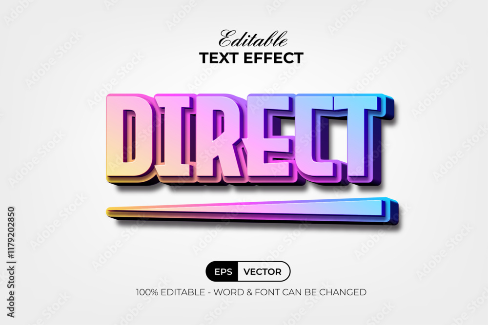 Poster 3d text effect modern gradient style. editable text effect.