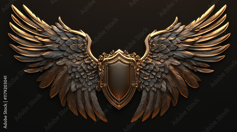 Poster heraldic wings with shields for design isolated on white. jpeg version also available in gallery