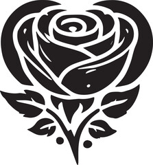 Black and white heart shape rose