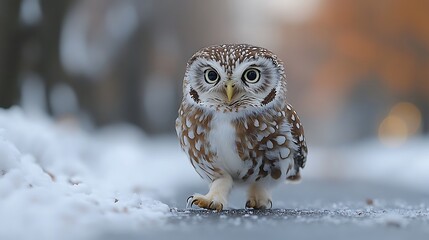 Owl in snowy forest majestic bird wildlife high resolution hd picture