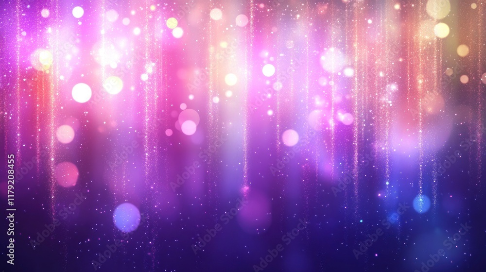 Poster abstract background with colorful bokeh lights and glitter.